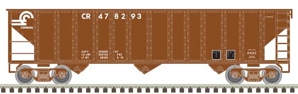ATLAS Trainman 50005847 90 Ton Hopper - Conrail #478258 (Boxcar Red, white) N Scale