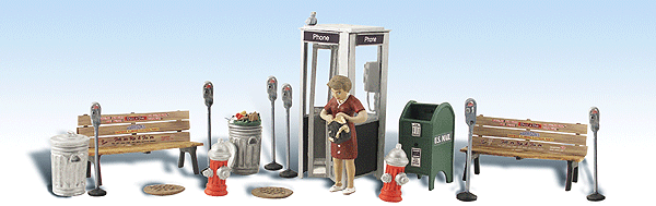 Woodland Scenics 1941 RStreet Accessories pkg(18) - Scenic Accents HO Scale