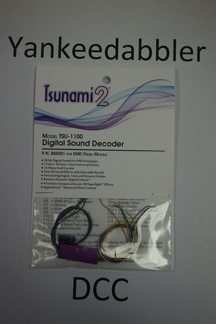 885001 Soundtraxx / Tsunami 2 Diesel EMD Set, 4-Function, Universal TSU-1100 (1 Amp) Digital Sound Decoders (scale = HO) Part # = 678-885001