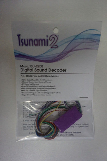 885007 Soundtraxx / Tsunami 2 Diesel ALCO Set, 6-Function, Universal TSU-2200 (2 Amp) Digital Sound Decoders  (Scale=HO)  Part # = 678-885007