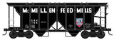 Bowser 42760 70-Ton 2-Bay Covered Hopper - McMillen Feed Mills #105 (black, white, red, Built 8-51 Repack 2-57) HO Scale