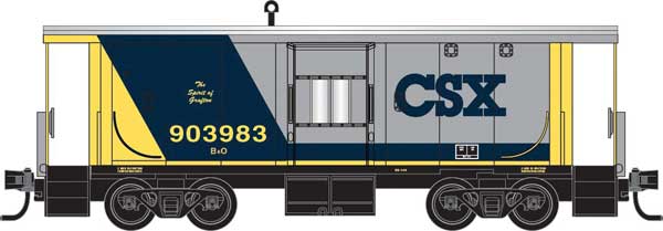 Micro Trains 130 00 310 Steel Bay Window Caboose - Ready-to-Run -- CSX B&O #903983 Spirit of Grafton (gray, blue, yellow) N Scale