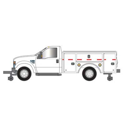 Atlas 30000163 2008 Ford(R) F-350 Hi-Rail Pickup Truck - Assembled -- Painted, Unlettered (white) HO Scale