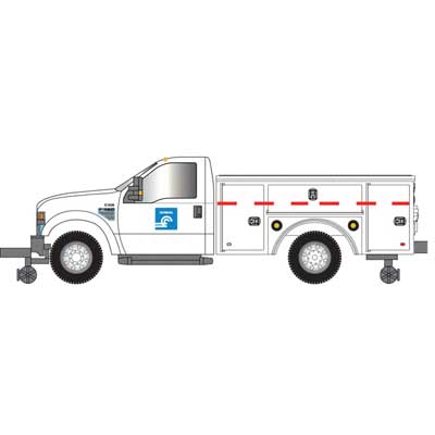 Atlas 30000166 2008 Ford(R) F-350 Hi-Rail Pickup Truck - Assembled -- Conrail (white, blue) HO Scale