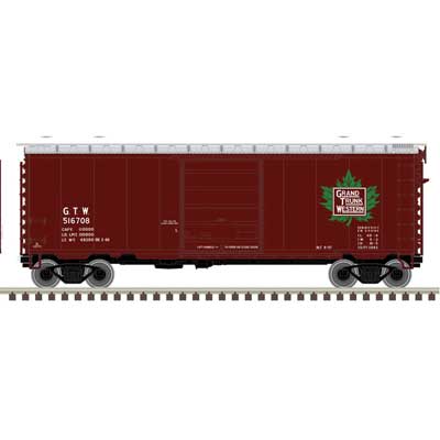 Atlas 50007364 P-S PS-1 40' Boxcar w/8' Door - Ready to Run - Master -- Grand Trunk Western #516708 (Boxcar Red, silver, green, Leaf Logo) N Scale