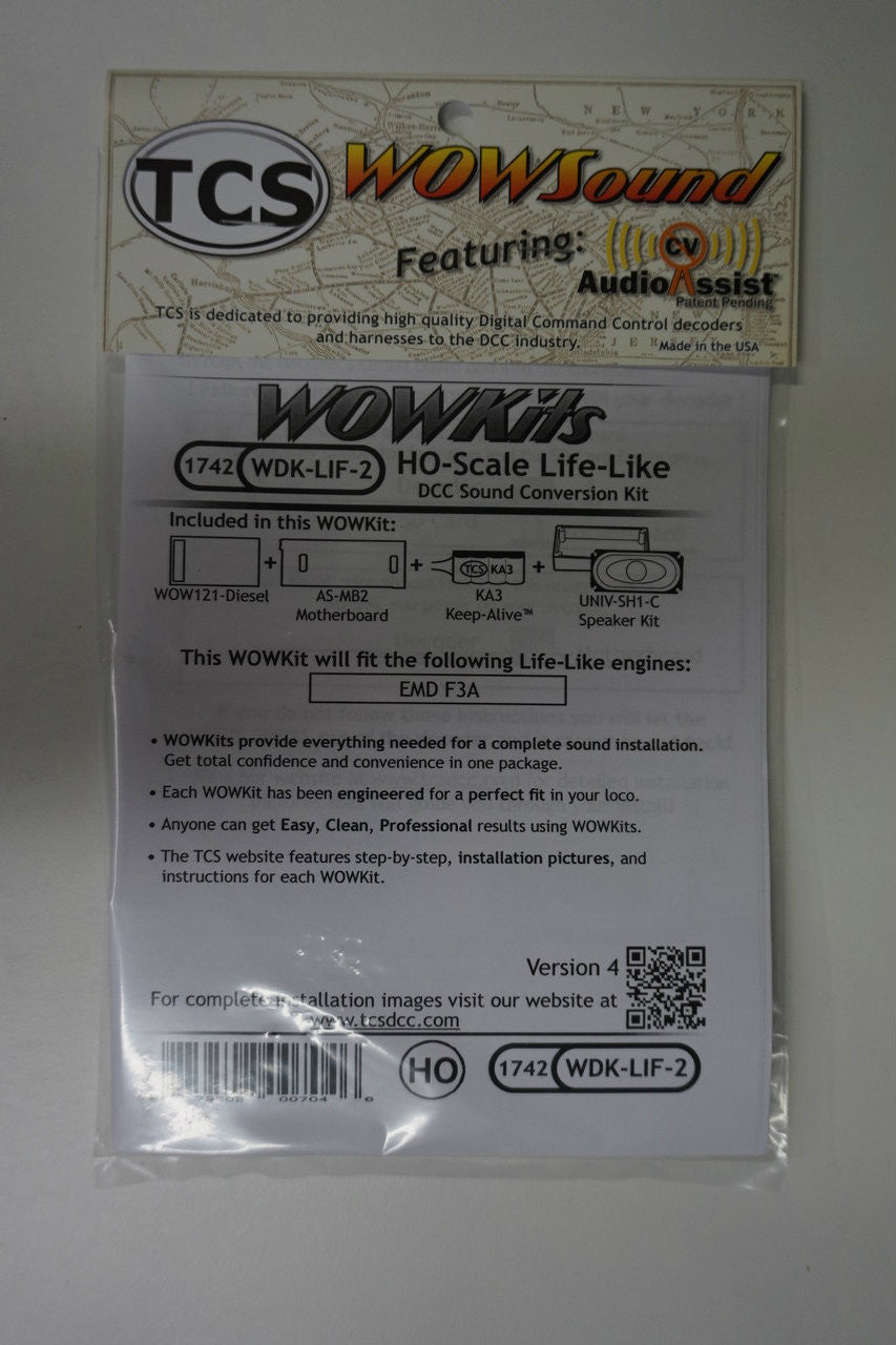 1742 TCS TRAIN CONTROL SYSTEM /  Life-Like {WOW WDK-LIF-2} DIESEL Version 4 CONVERSION KIT - HO Scale  YankeeDabbler Part # 745-1742