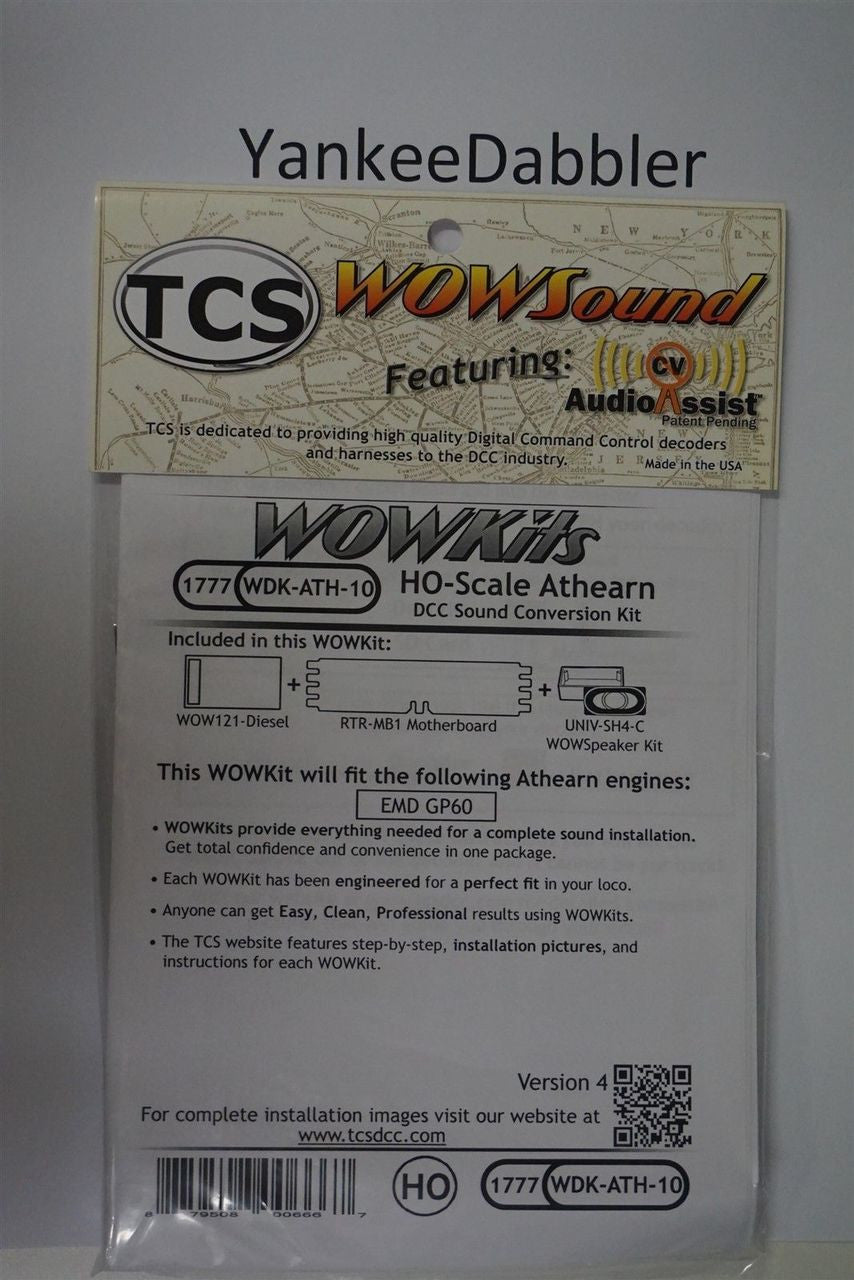 1777 TCS TRAIN CONTROL SYSTEM /  Athern {WOW WDK-ATH-10} DIESEL Version 4 CONVERSION KIT - HO Scale  YankeeDabbler Part # TCS-1777
