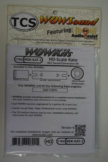 1786 TCS TRAIN CONTOL SYSTEMS / KATO WDK-KAT-2 WOW DIESEL Version 4 CONVERSION KIT - HO Scale  YankeeDabbler Part # 745-1786
