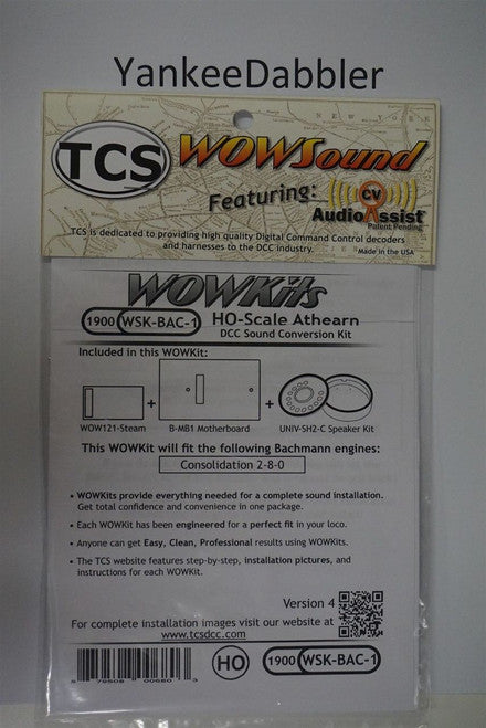 1900 TRAIN CONTOL SYSTEMS (TCS) Bachmann (WSK-BAC-1)  WOW- STEAM HO Bachmann Version 4 CONVERSION KIT - HO Scale  YankeeDabbler Part # 745-1900