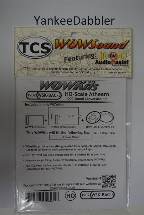 1902 TRAIN CONTOL SYSTEMS (TCS) Bachmann (WSK-BAC-3)  WOW- STEAM HO Bachmann Version 4 CONVERSION KIT - HO Scale  YankeeDabbler Part # 745-1902