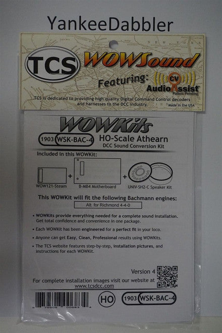 1903 TRAIN CONTOL SYSTEMS (TCS) Bachmann WSK-BAC-4 WOW STEAM Version 4 CONVERSION KIT - HO Scale  YankeeDabbler Part # 745-1903