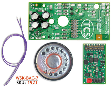 SKU: 1921 This WSK-BAC-7 WOWKit is a DCC sound total conversion solution which includes all of the components necessary to convert your engine to WOWSound with a built-in Keep-Alive™. Purchasing these various items in a single kit not only provides an economical solution it also gives you the assurance that you'll have everything you need for your install.This WOWKit makes for a simple and easy installation so organized and clean it makes everyone look like a professional! Each WOWKit has beautiful instal