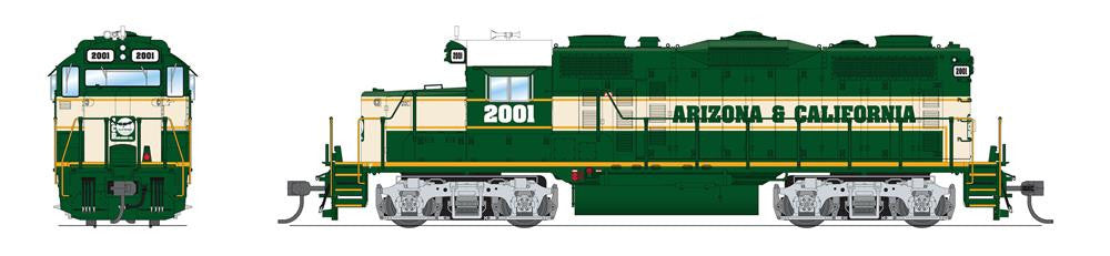 BLI 7450 GP20 ARZC Arizona & California #2001, Green/Cream/Yellow Paragon 4 w/Sound & DCC HO Scale Broadway Limited