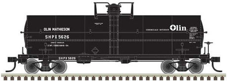 Atlas 20004676 11,000-Gallon Tank Car with Platform - Olin Chemicals Division SHPX #5644 (black, white) HO Scale