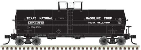 Atlas 20004679 11,000-Gallon Tank Car with Platform - Texas Natural Gasoline Corp. SHPX #3550 (black, white) HO Scale
