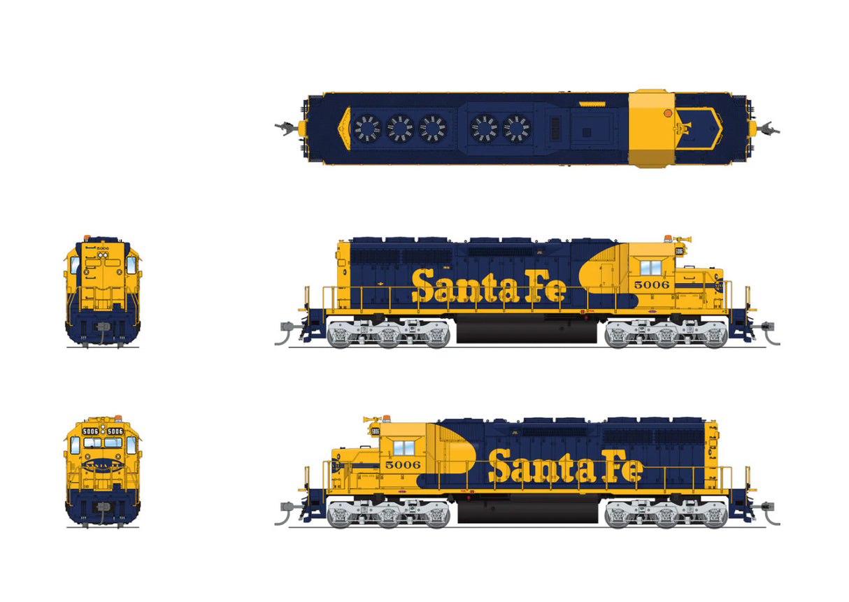 BLI 7631 EMD SD40, ATSF 5010, BLUE/YELLOW WARBONNET Paragon 4 w/Sound & DCC HO Scale Broadway Limited