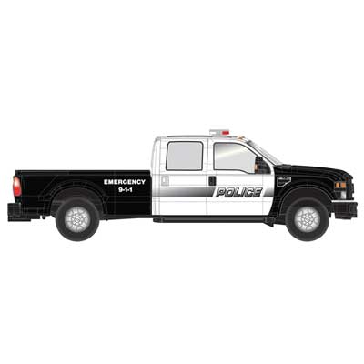 ATLAS 35000008 Ford(R) F-350 Crew-Cab Pickup Truck - Assembled Police (black, white) HO Scale