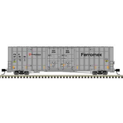 Atlas 50006929 Gunderson 7550 Double-Door Boxcar 3-Pack - Ready to Run -- Ferromex #874981, 874998, 875102 (gray, black, red) N Scale