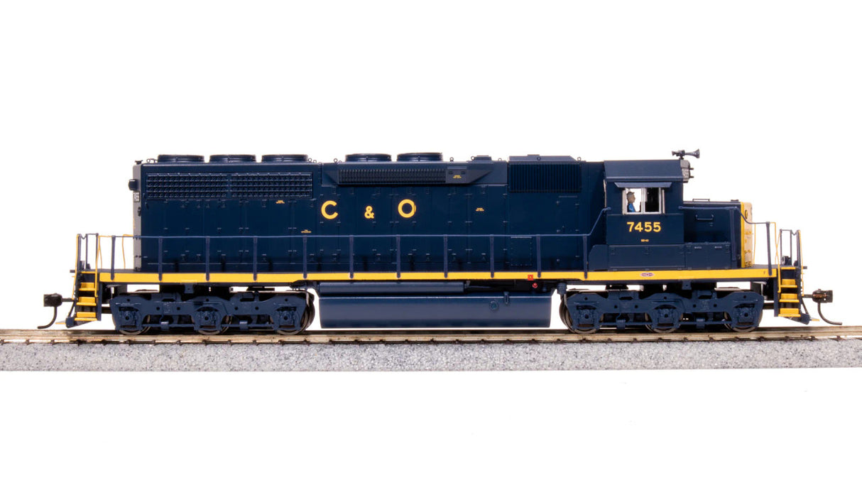 BLI 7632 EMD SD40, C&O 7455, BLUE W/ YELLOW Paragon 4 w/Sound & DCC HO Scale Broadway Limited