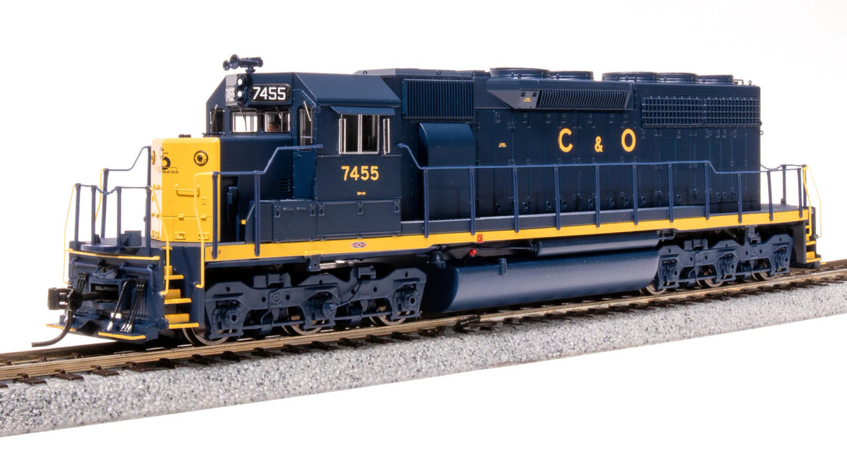 BLI 7632 EMD SD40, C&O 7455, BLUE W/ YELLOW Paragon 4 w/Sound & DCC HO Scale Broadway Limited
