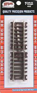 525 Atlas Code 83 Snap Track - 2" 5.1cm package 4 Straight Sections HO Scale