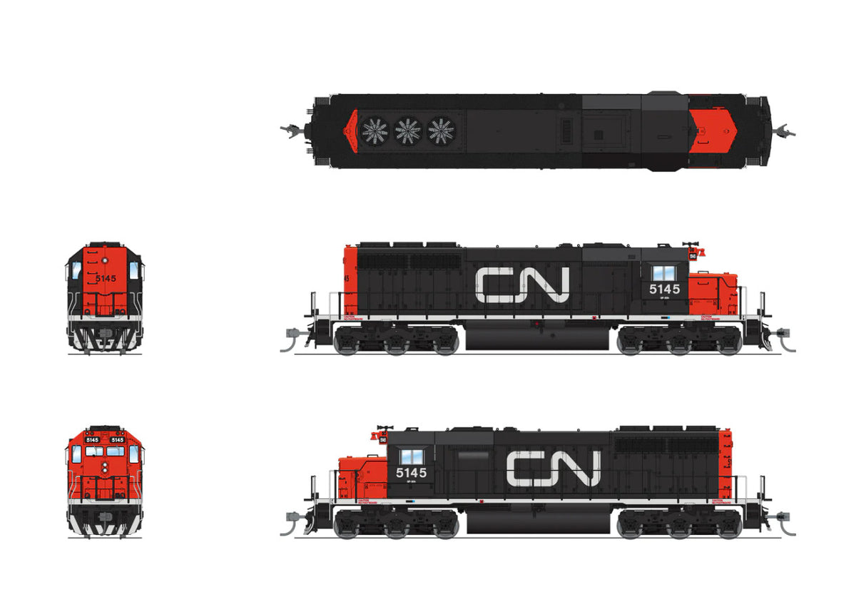 BLI 7634 EMD SD40, CN 5145, CN NOODLE Paragon 4 w/Sound & DCC HO Scale Broadway Limited