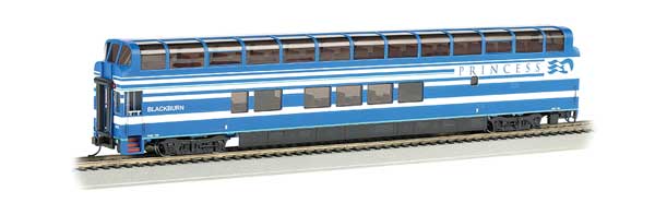 Bachmann 13348 Colorado Railcar 89' Full-Length Dome Lighted - Ready to Run - Silver Series Denali Princess #7088 Blackburn A Car (Blue, silver, red) HO Scale