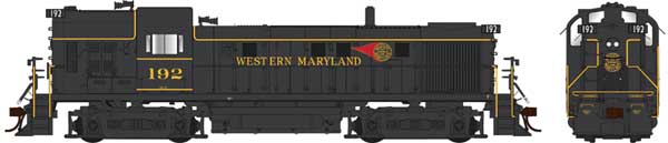 Bowser 25409 Alco RS3 Hammerhead High Hood Western Maryland #193 (black, yellow, Fireball Logo) w/LokSound & DCC HO Scale