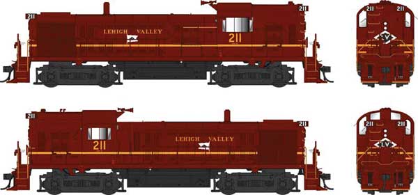 Bowser 25246 Alco RS3 Hammerhead High Hood Lehigh Valley #211 (Tuscan, yellow, Flag Logo) w/LokSound & DCC HO Scale
