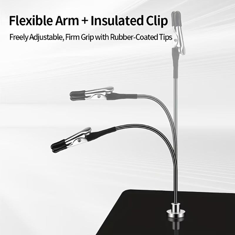 Flexible Magnetic Base Crocodile Clip Kit | Soft Tip Model Painting Welding Fixation Clips, Adjustable Tool Holder for Crafts, Modeling & Desk Work, Metal Magnetic Universal Swivel Clip Arm Kit-Multi-Use Clips for Stability, Alligator Clip ALL Scale