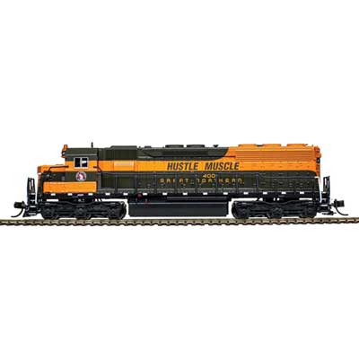 Atlas 40006014 EMD SD45 Low Nose - Sound and DCC - Master(R) Gold -- Great Northern #400 Hustle Muscle (Omaha Orange, green, yellow) N Scale