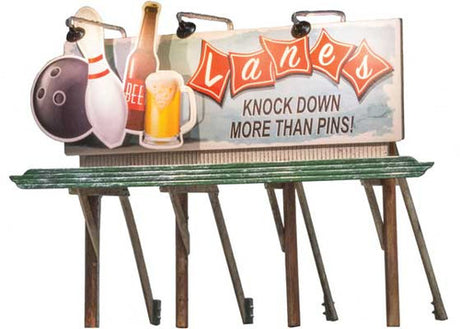 Woodland Scenics 5796  Lanes Bowling and Bar Lighted Billboard - Just Plug(R)  (SCALE=HO)  Part # 785-5796