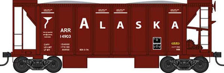 Bowser 42782 70-Ton 2-Bay Ballast Hopper with Side Chutes (Ballast Gates) - Alaska Railroad 14912 (Built 6-53, Boxcar Red)  HO Scale