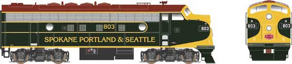Bowser 24583 EMD F7A SP&S Spokane, Portland & Seattle #803 (Hour Glass, black, yellow, Tuscan) DCC & Sound HO Scale