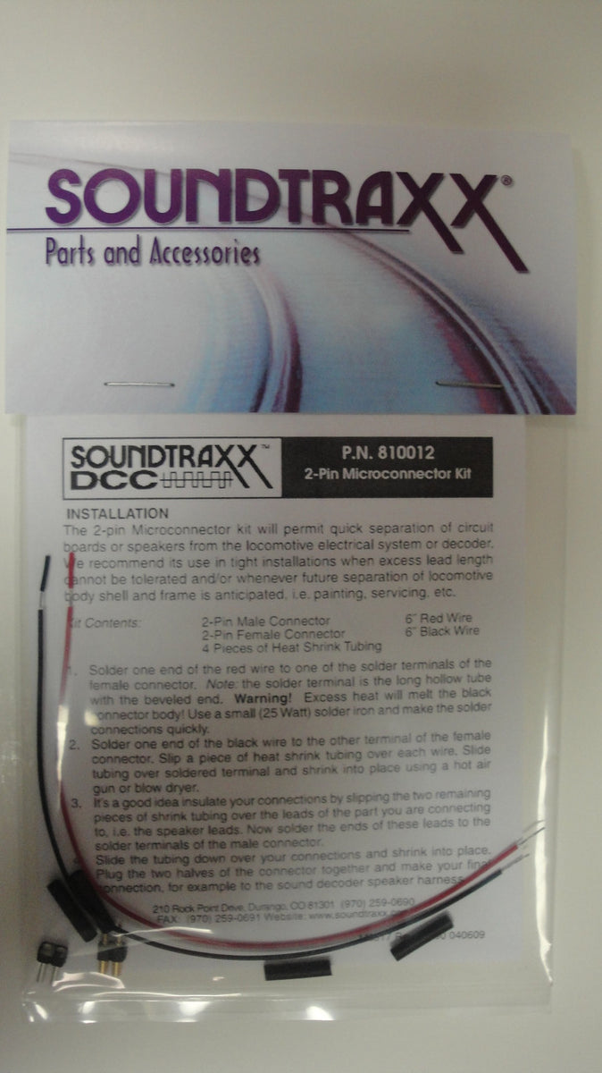 Soundtraxx 810012 | Kit Microconnettore 2 Pin Per Decoder DCC Tsunami Ed Econami