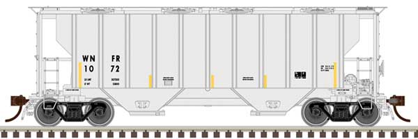 Atlas 20007124 Portec 3000 2-Bay Covered Hopper - Ready to Run -- Winifrede RR WNFR #1072 (gray, black) HO Scale