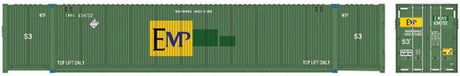 ATLAS 50005944 53' Jindo-CIMC Corrugated Container 3-Pack EMP Set 1 634509, 634524, 634725 (green, Large Side Logo) N Scale