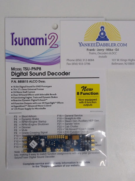 Soundtraxx 885815 Soundtraxx / Tsunami 2 Diesel ALCO Set, 8-Function, Plug and Play TSU-PNP (2 Amp) Digital Sound Decoders   (Scale=HO) Replaces 885015