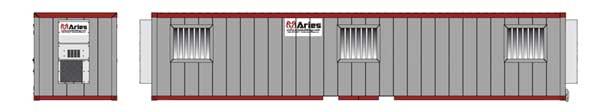 Atlas 70000229 40' Mobile Office Container - Assembled Aries (gray, maroon) HO Scale