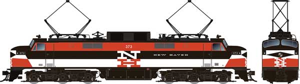 Rapido 84505 EP-5 NH - New Haven #374 (As-Delivered Scheme with Vents; red, black, white) w/LokSound & DCC HO Scale