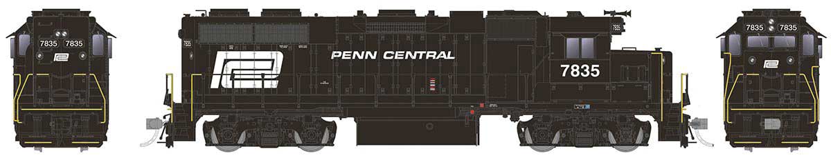 Rapido 38521 EMD GP38 Penn Central #7835 (black, white, large logo) with DCC & Sound HO Scale