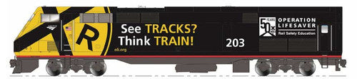 Kato 176-6039DCC GE P42 Genesis DCC Amtrak #203 (Operation Lifesaver 50th Anniversary, black, yellow) N Scale