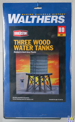 Walthers 933-3507 Wooden Water Tank pkg (3)  (Scale=HO) Cornerstone Part#933-3507