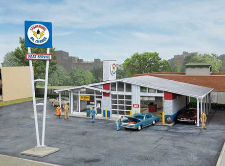 Walthers  3543 Drive-in Oil Change - Repurposed Gas Station Cornerstone  Kit  HO Scale 933-3543