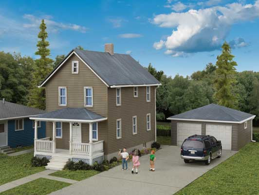 Walthers 933-3792 Two-Story House with Garage HO Scale