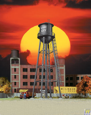 Walthers 933-3832 City Water Tower - Assembled - Black  (Scale=N) Cornerstone Part#933-3832