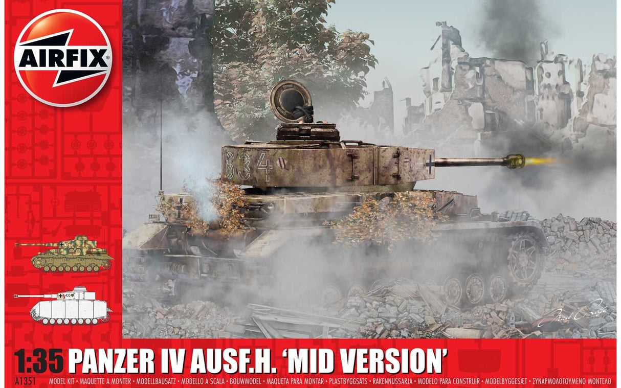 Airfix A1351 Panzer IV Ausf.H Mid Version 1:35 WWII Military Tank Plastic Model Kit