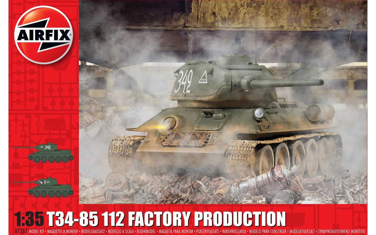 Airfix A1361 T34-85 112 Factory Production 1:35 WWII Military Tank Plastic Model Kit