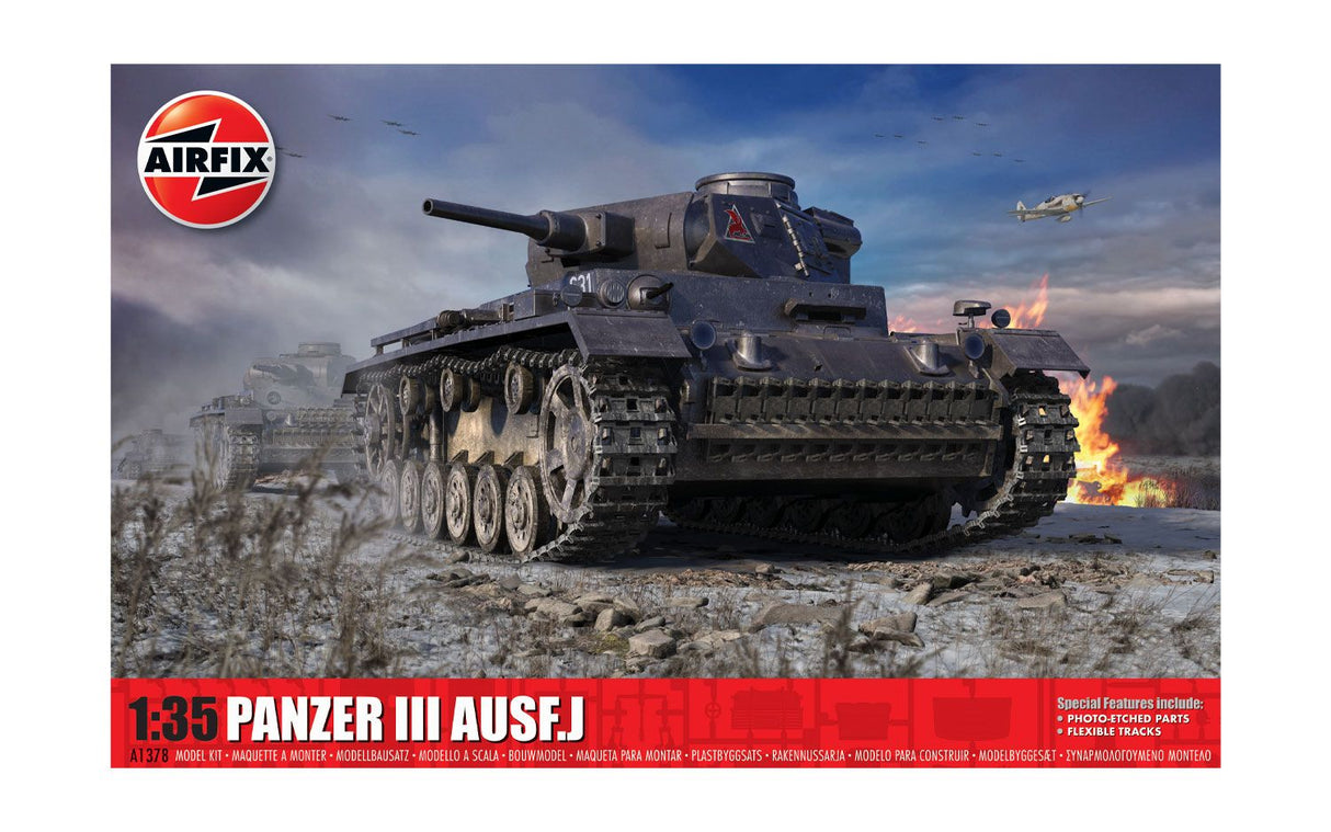 Airfix A1378 Panzer III AUSF J Tank 1:35 WWII Military Tank Plastic Model Kit