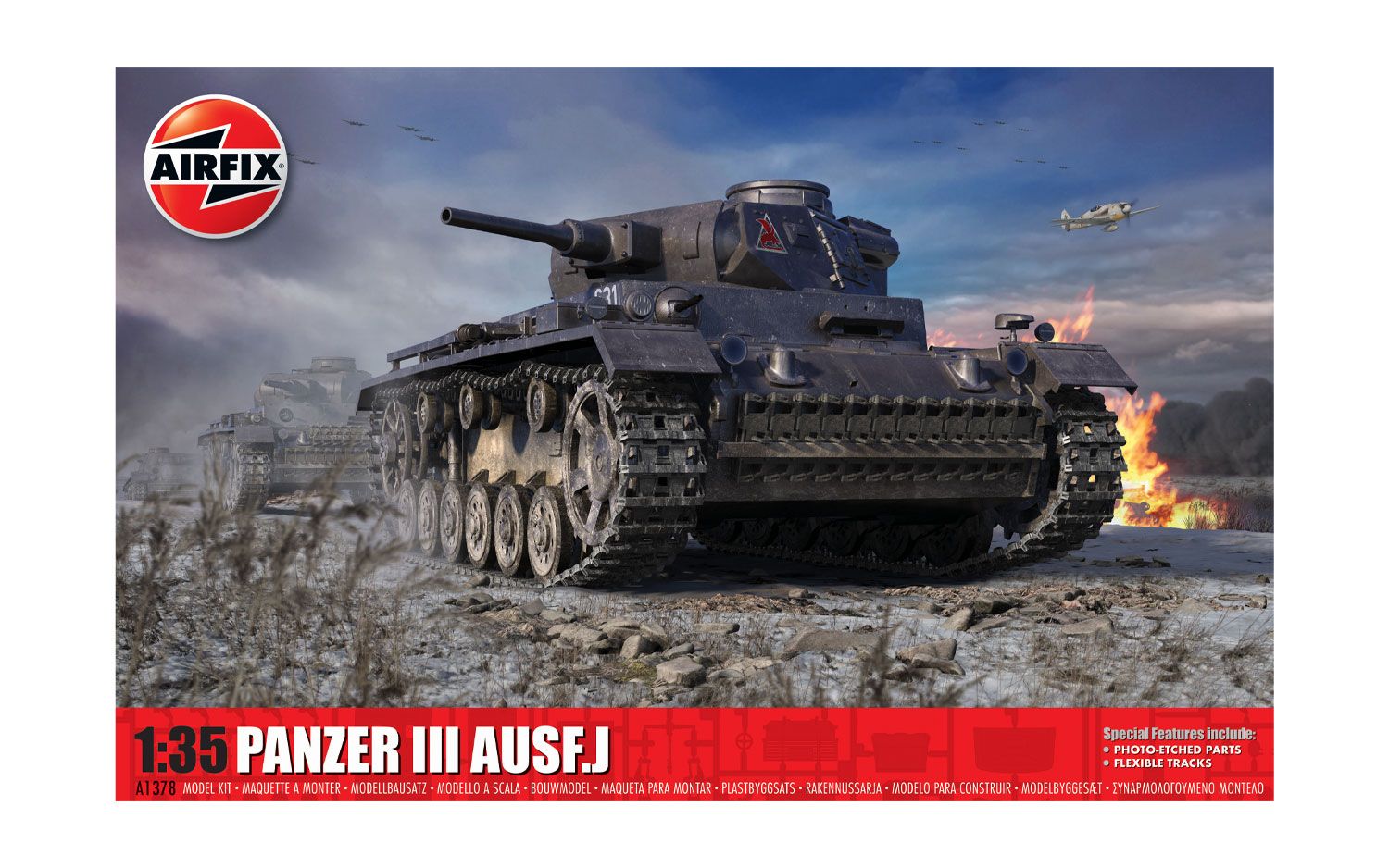 Airfix A1378 Panzer III AUSF J Tank 1:35 WWII Military Tank Plastic Model Kit